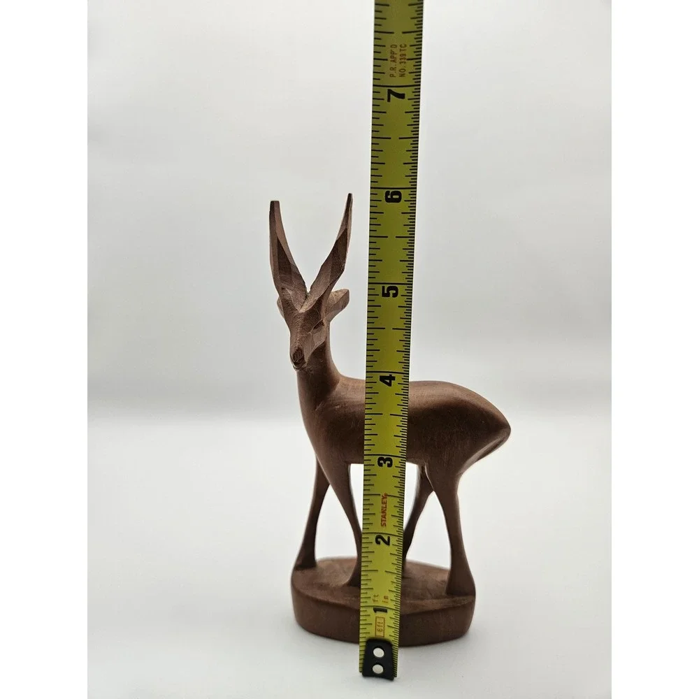 Vintage Handcarved Wooden Gazelle Figurine 6